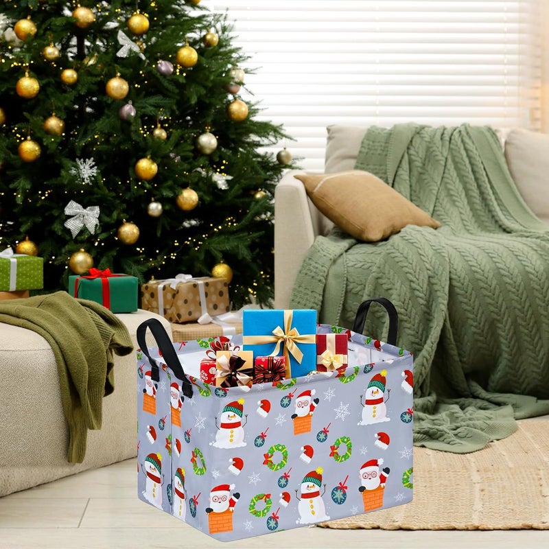 KUNRO Christmas Gift Storage Basket Rectangle Storage Organizer for Nursery Hamper Home Bedroom Laundry Hamper Shelf Baskets. - Image 2